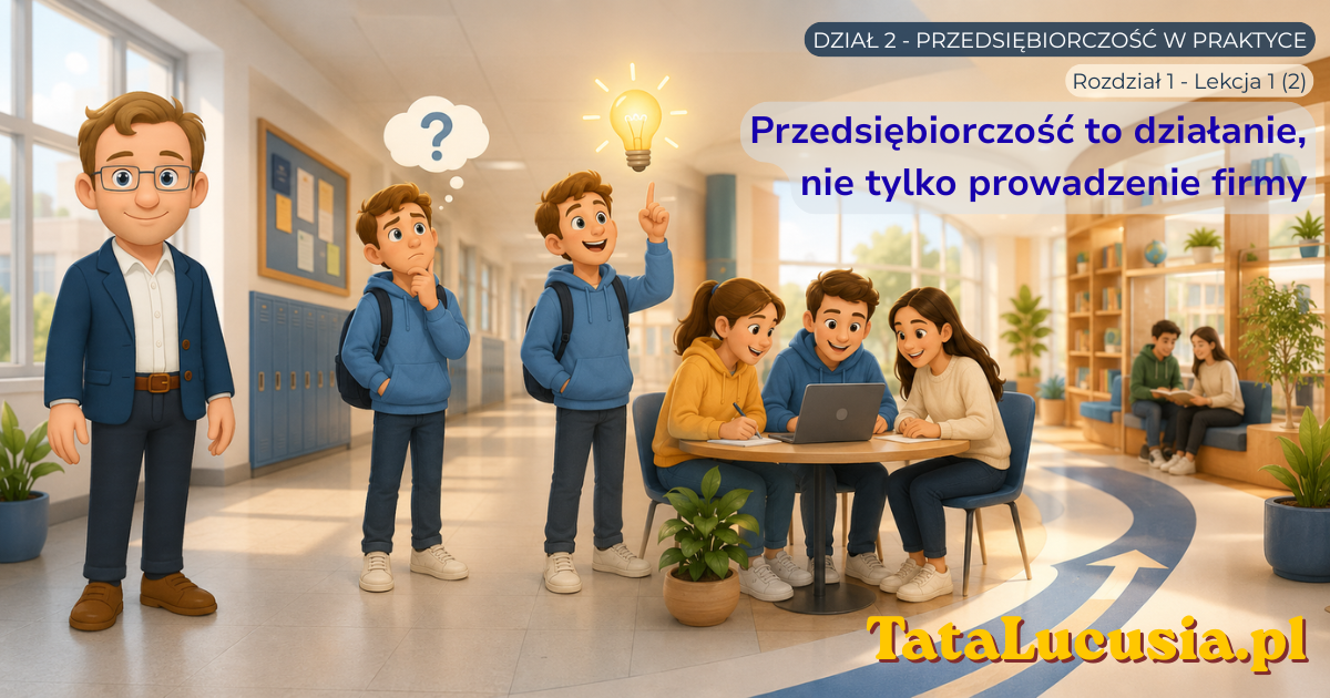 Tata Lucusia pokazuje drogę od zauważenia problemu przez kreatywny pomysł i organizację działania do wdrożenia rozwiązania przydatnego innym osobom.